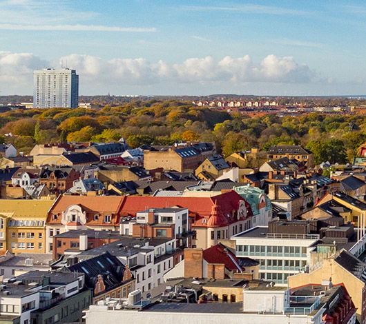 Yttertak i Malmö city, bild tagen från ovan. 