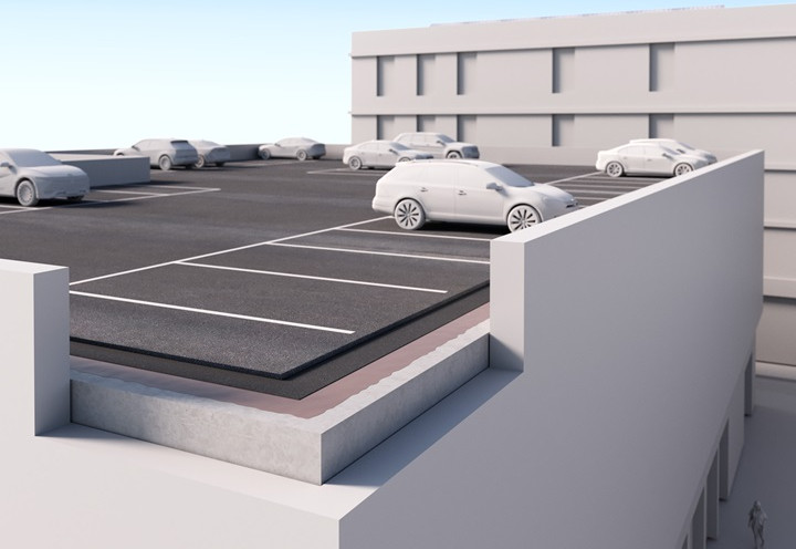 Parkeringsdäck låglutande tak
