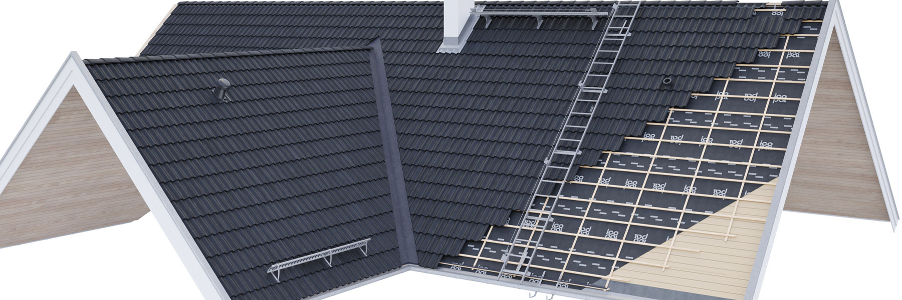 Det kompletta taket från nock till fot